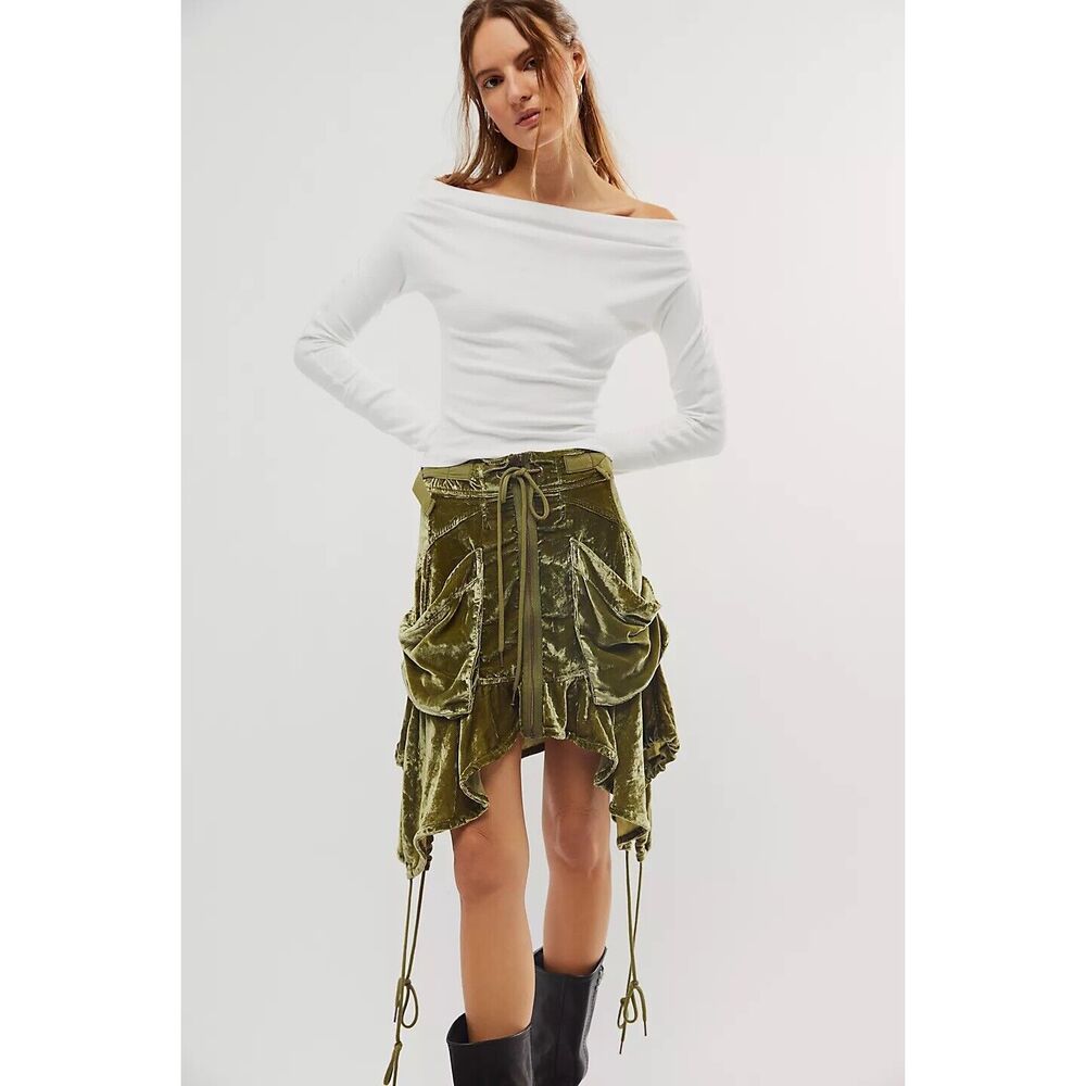 Free People Paxton Parachute Velvet Utility Skirt Size 4 - Picture 1 of 5